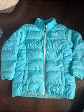 The North Face Turquoise Andes 550 Down Jacket Girls L 14/16 Fits Womens XS